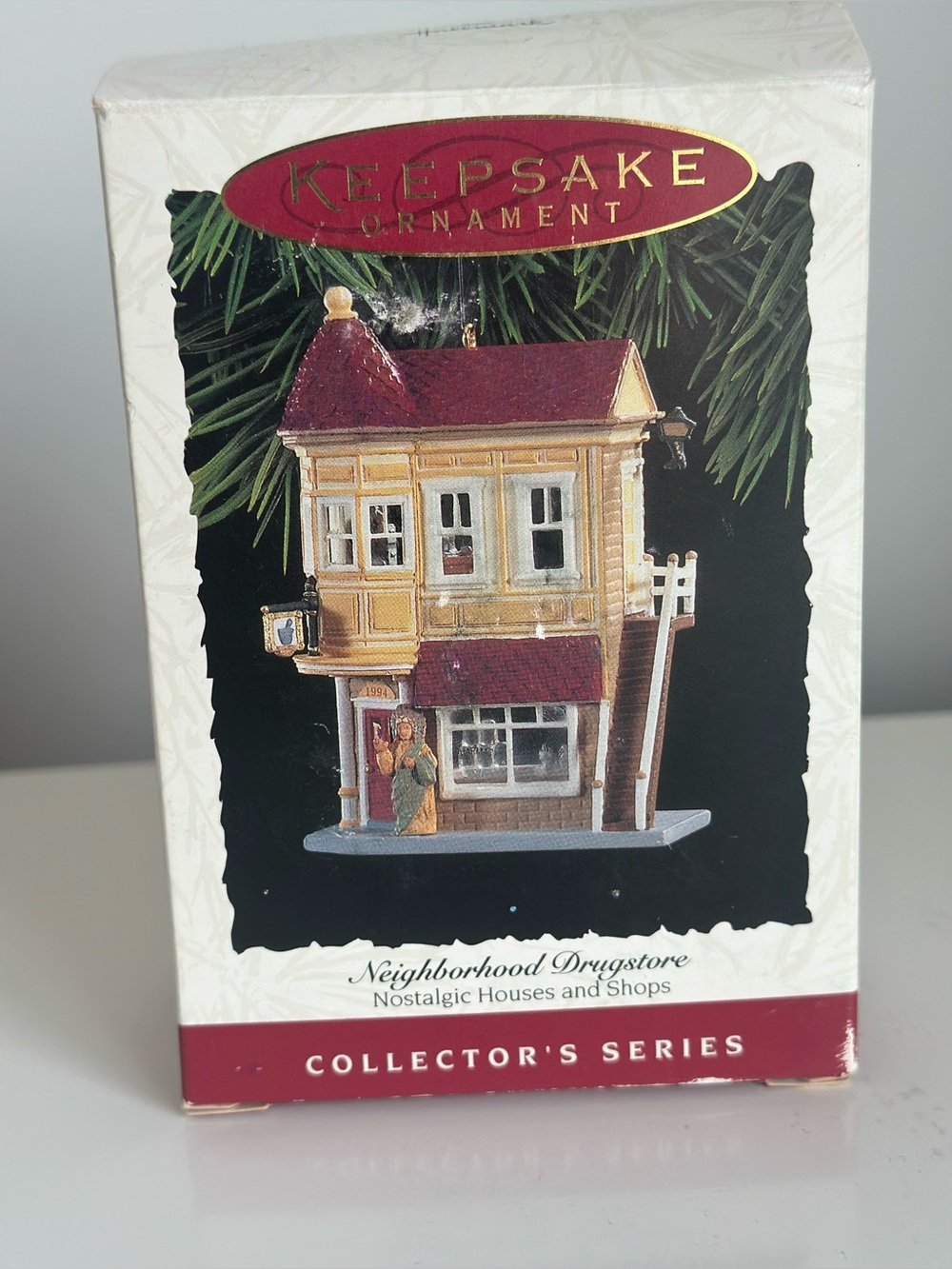 1994 Hallmark Keepsake Ornament Neighborhood Drugstore Nostalgic Houses & Shops